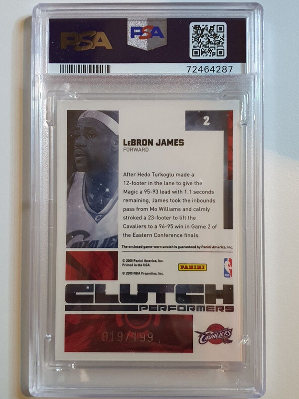 2009 Donruss Elite Lebron James #PATCH /199 Game Jersey - PSA 9 (POP 2)