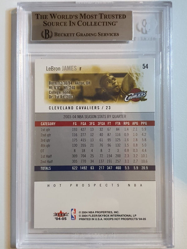 2004 Hoops Hot Prospect Lebron James #54 (2nd Year Card) - BGS 9 (POP 16)