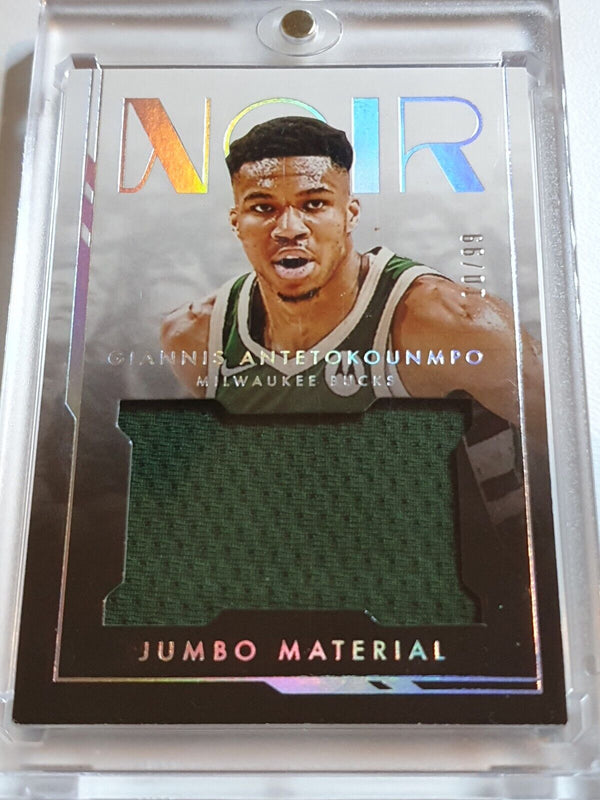 2021 Panini Noir Giannis Antetokounmpo #PATCH /99 Game Worn Jumbo Jersey - Rare