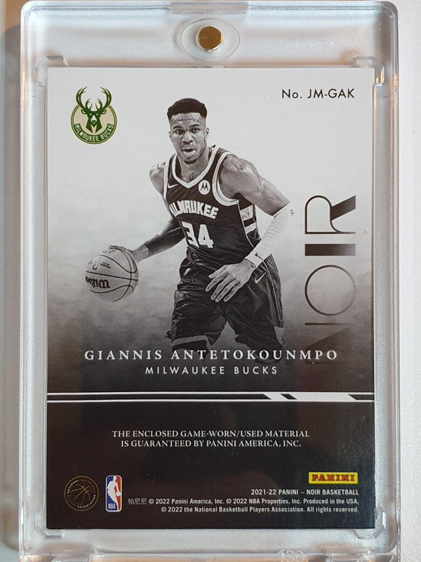 2021 Panini Noir Giannis Antetokounmpo #PATCH /99 Game Worn Jumbo Jersey - Rare