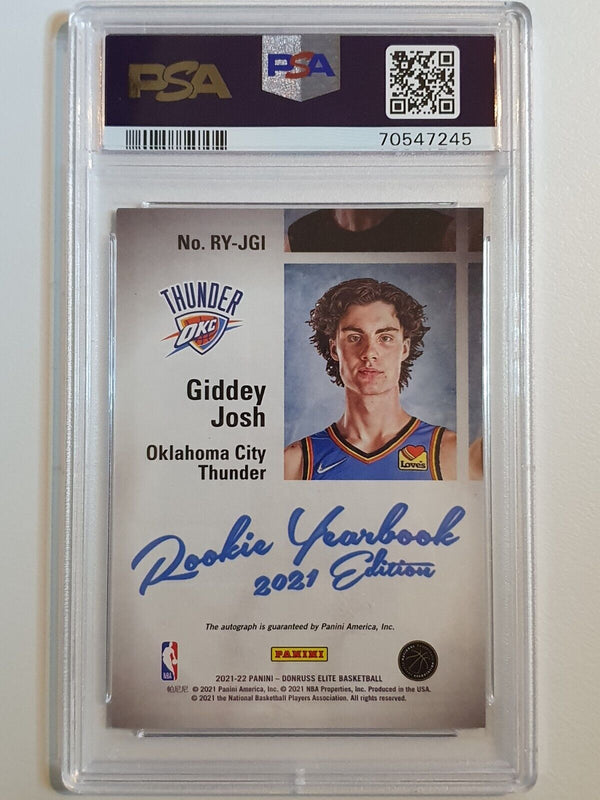 2021 Donruss Elite Josh Giddey Rookie #AUTO Rookie Yearbook RC - PSA 9 (POP 17)