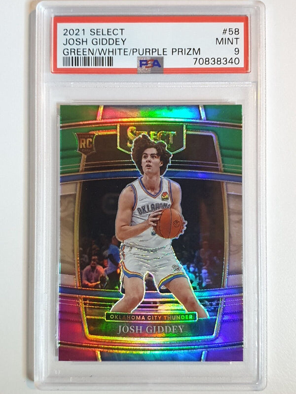 2021 Select Josh Giddey Rookie #58 GREEN WHITE PURPLE Holo RC - PSA 9 (POP 28)