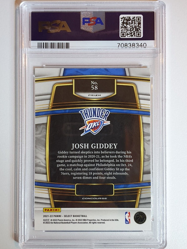 2021 Select Josh Giddey Rookie #58 GREEN WHITE PURPLE Holo RC - PSA 9 (POP 28)