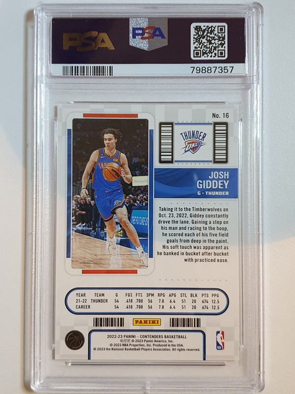 2022 Contenders Josh Giddey #16 FIRST ROUND /199 Holo - PSA 9 (POP 1)