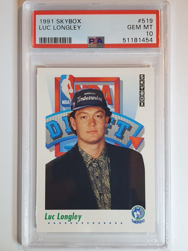 1991 Skybox Luc Longley Rookie #519 RC - PSA 10 ( POP 19)