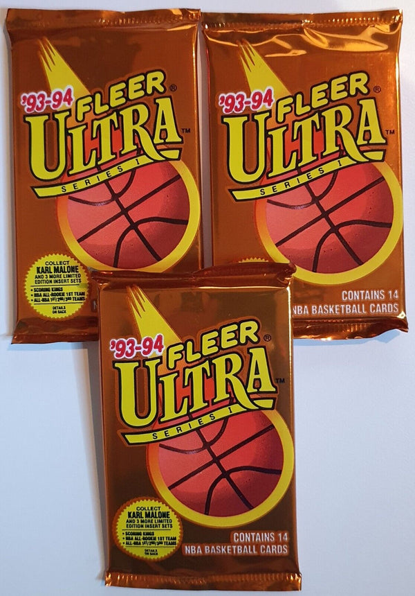 Lot of 3 x Packs of 1993-94 Fleer Ultra Basketball Series 1 - Factory Sealed