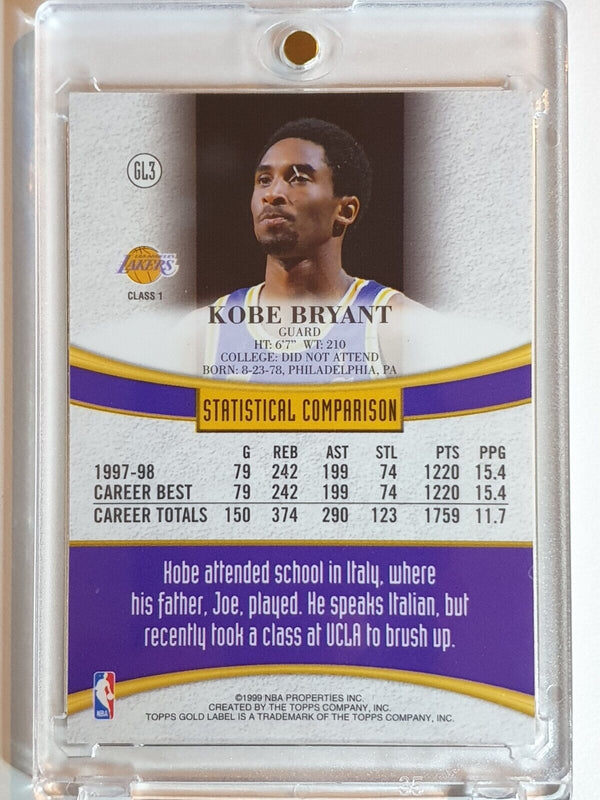 1999 Topps Gold Label Kobe Bryant #GL3 Class 1 Gold Label - Ready to Grade