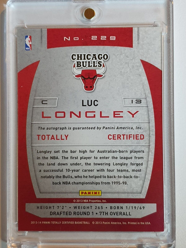 2013 Panini Totally Certified Luc Longley #229 SILVER Signatures - Very Rare