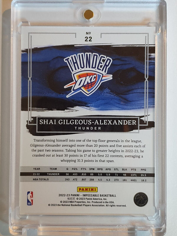 2022 Panini Impeccable Shai Gilgeous-Alexander #22 SILVER /75 Foil - Rare