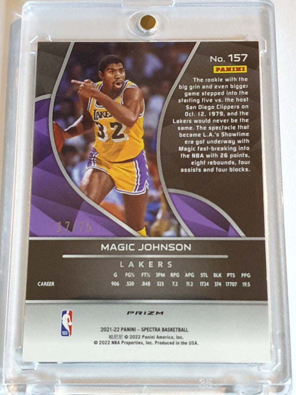 2021 Panini Spectra Magic Johnson #157 RED & GREEN /75 Holo - Ready to Grade