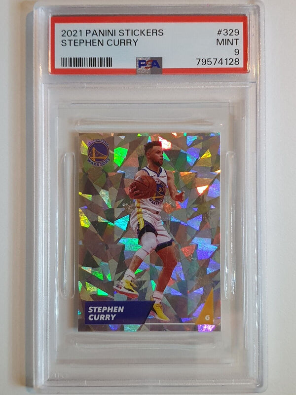 2021 Panini Stickers Stephen Curry #329 CRACKED ICE Holo - PSA 9 (POP 2)