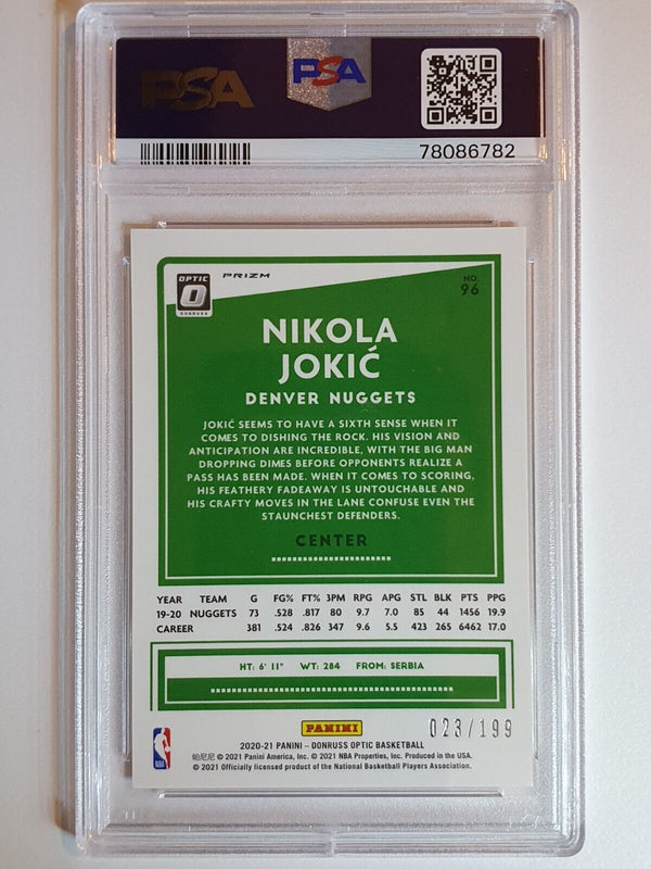2020 Panini Donruss Optic Nikola Jokic #96 ORANGE /199 Holo - PSA 9 (POP 2)