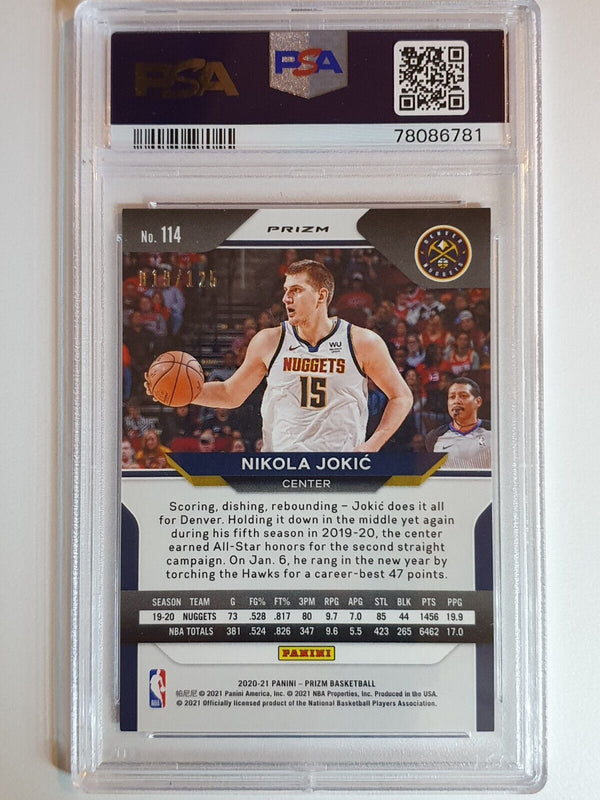 2020 Panini Prizm Nikola Jokic #114 BLUE ICE /125 Prizm - PSA 9 (POP 3)