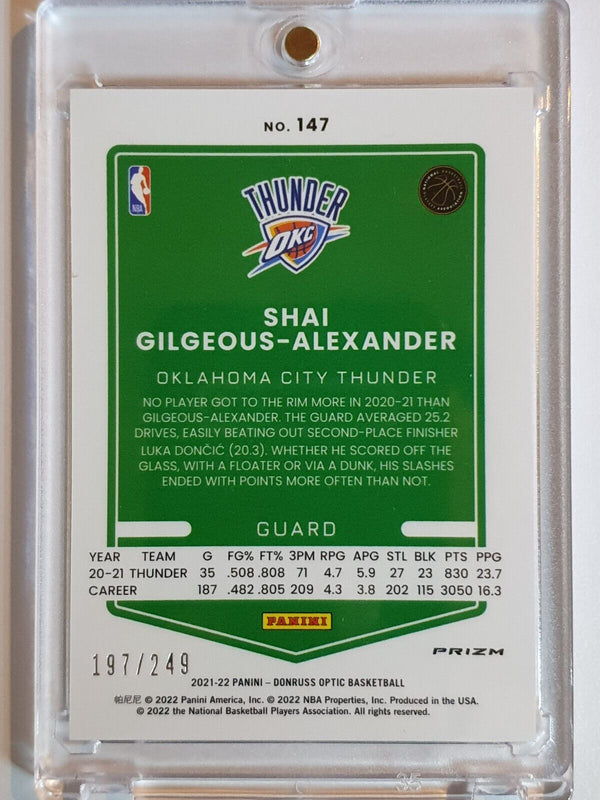 2021 Donruss Optic Shai Gilgeous-Alexander #147 PREMIUM SCOPE /249 Holo - Rare