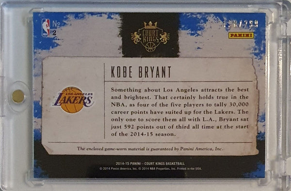 2014 Panini Court Kings Kobe Bryant #PATCH /299 Game Worn Jersey - Rare