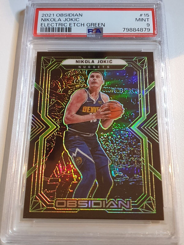 2021 Obsidian Nikola Jokic #15 ELECTRIC ETCH GREEN /25 Holo - PSA 9 (POP 2)