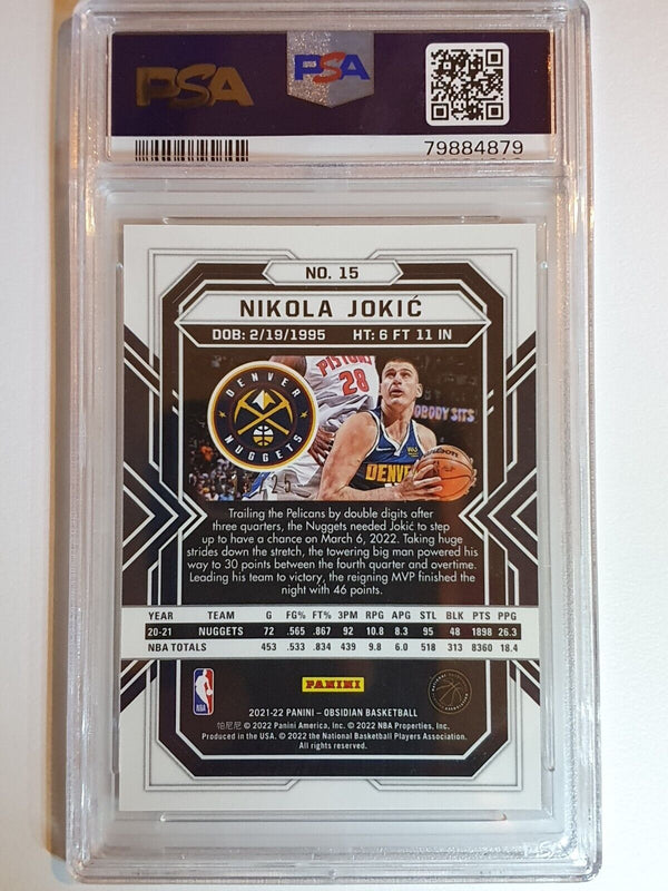 2021 Obsidian Nikola Jokic #15 ELECTRIC ETCH GREEN /25 Holo - PSA 9 (POP 2)