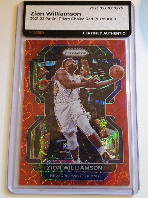 2021 Panini Prizm Zion Williamson #108 CHOICE RED /88 Holo - Authenticated