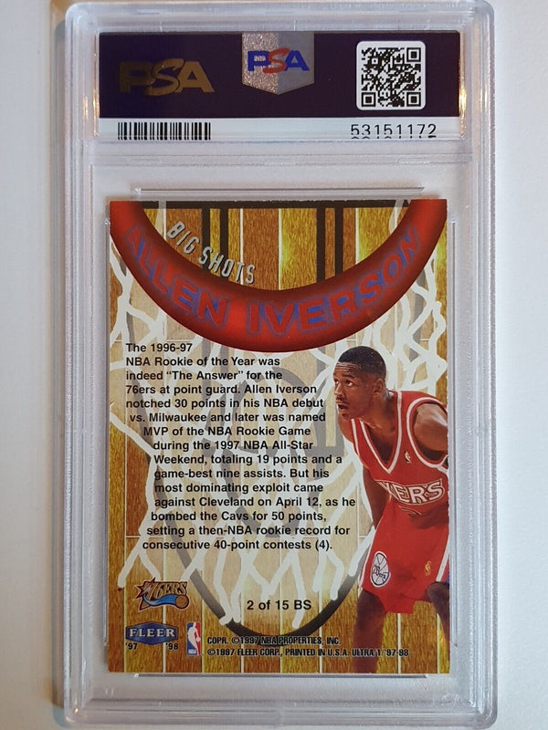 1997 Fleer Ultra Allen Iverson #2 Big Shots - PSA 9 (LOW POP)