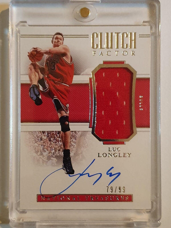 2018 National Treasures Luc Longley #PATCH AUTO /99 Game Worn Jersey - Rare