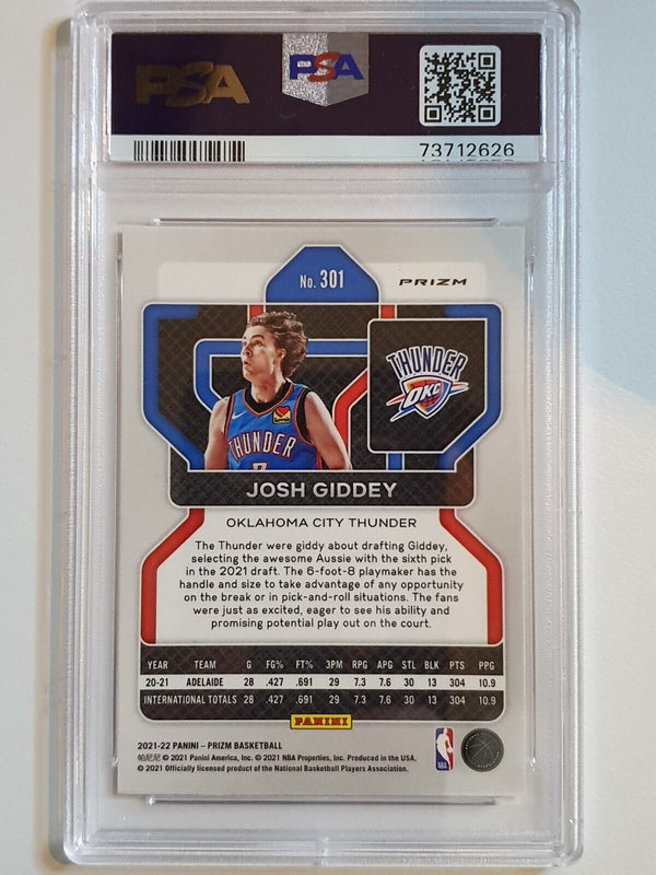 2021 Panini Prizm Josh Giddey Rookie #301 RED WHITE BLUE Prizm- PSA 9 (LOW POP)
