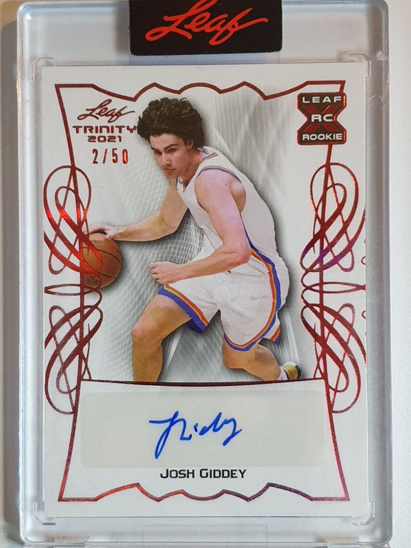 2021 Leaf Memories Josh Giddey Rookie AUTO RED /50 Jersey #XRC - Ready to Grade