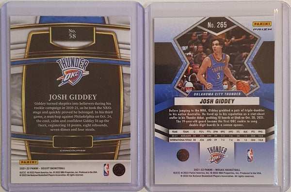 2021 Panini Josh Giddey Rookie Lot of 2 RCs #58 #265 - Ready to Grade