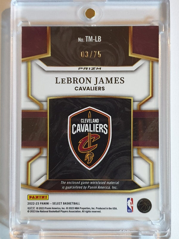 2022 Panini Select Lebron James #PATCH BLUE /75 Game Worn Jersey - Rare