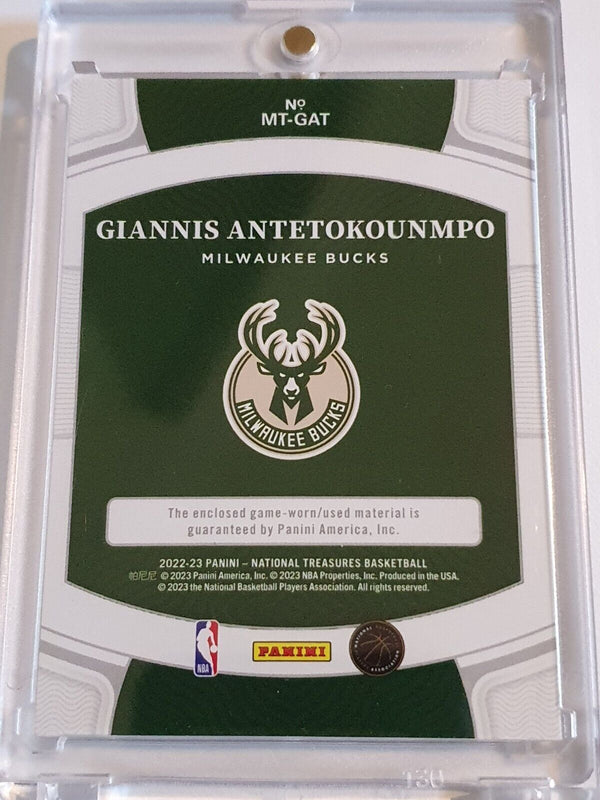 2022 National Treasures Giannis Antetokounmpo #PATCH /99 Game Worn Jersey
