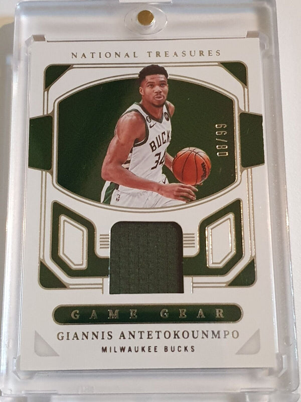 2022 Panini National Treasures Giannis Antetokounmpo #PATCH /99 Game Worn Jersey