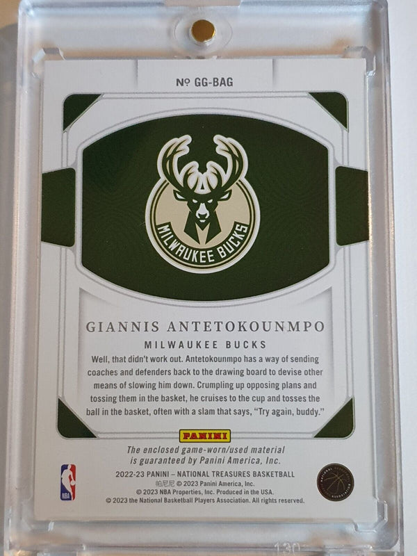 2022 Panini National Treasures Giannis Antetokounmpo #PATCH /99 Game Worn Jersey