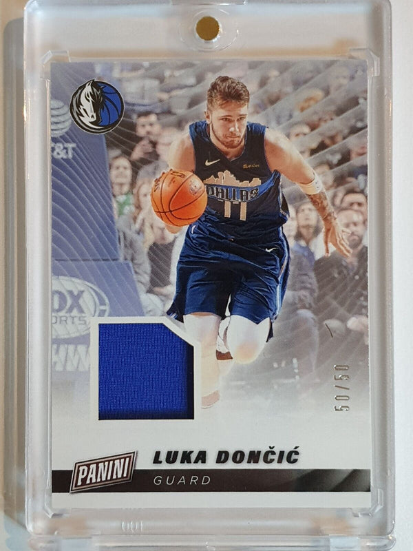 2019 Panini Father's Day Luka Doncic #PATCH 50/50 Game Worn Jersey - Rare