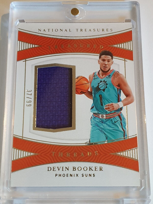 2022 Panini National Treasures Devin Booker #PATCH /99 Game Worn Large Jersey