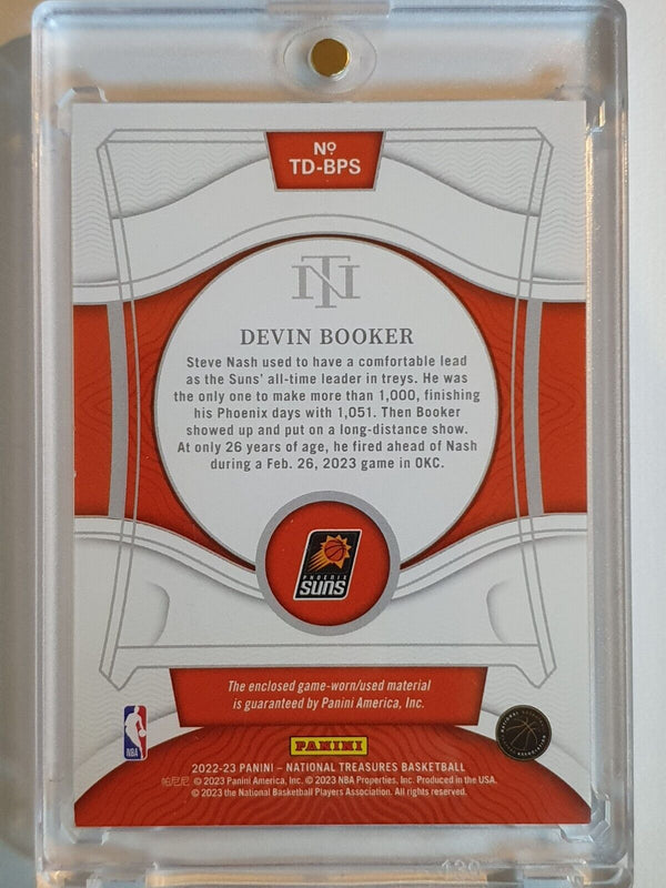 2022 Panini National Treasures Devin Booker #PATCH /99 Game Worn Large Jersey