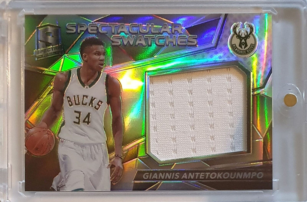 2016 Spectra Giannis Antetokounmpo #PATCH SILVER /149 Game Worn Jersey Perfect Edges Cards 2016 Spectra Giannis Antetokounmpo #PATCH SILVER /149 Game Worn Jersey Perfect Edges Cards