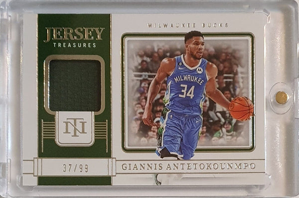 2022 National Treasures Giannis Antetokounmpo #PATCH /99 Game Worn Jersey - Rare