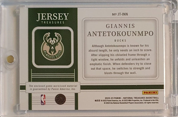 2022 National Treasures Giannis Antetokounmpo #PATCH /99 Game Worn Jersey - Rare