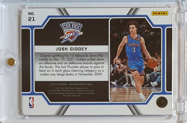 2021 Panini Obsidian Josh Giddey Rookie #21 RED FLOOD HOLO Pitch Black RC - Rare