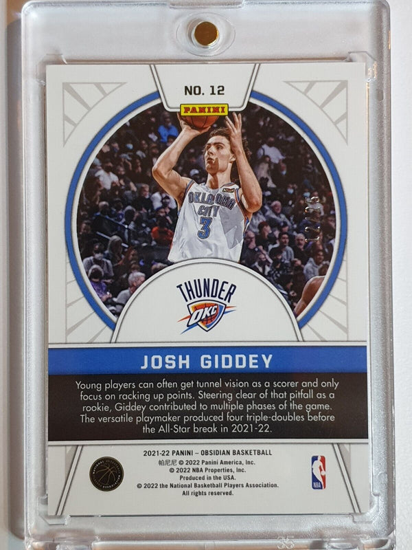 2021 Obsidian Josh Giddey Rookie #12 ELECTRIC ETCH GREEN /25 Tunnel Vision RC