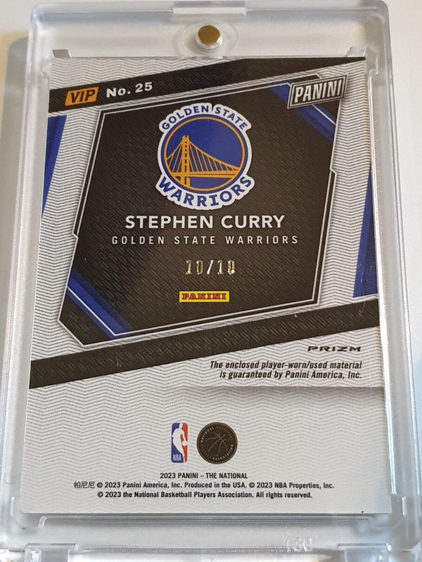 2023 Panini National Stephen Curry #PATCH GOLD 10/10 Game Worn Jersey - Rare