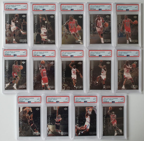 1998 Upper Deck Black Diamond Michael Jordan COMPLETE SET of 14 - PSA 9 (All)