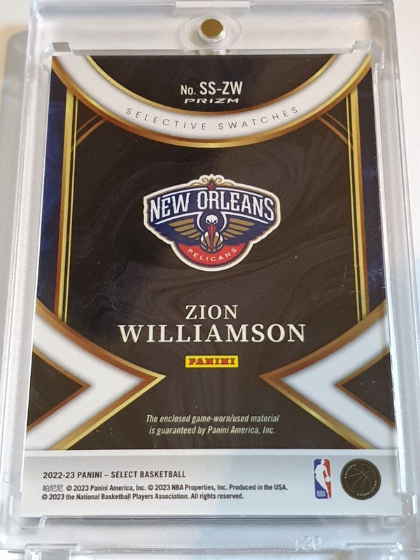 2022 Panini Select Zion Williamson #PATCH SILVER Prizm Game Worn Jersey - Rare