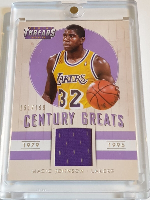 2014 Panini Threads Magic Johnson #PATCH /199 Game Worn Jersey - Ready to Grade