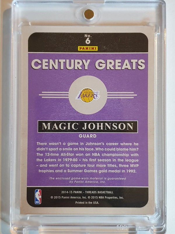 2014 Panini Threads Magic Johnson #PATCH /199 Game Worn Jersey - Ready to Grade