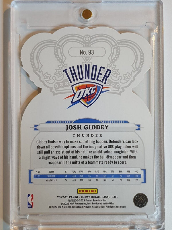 2022 Crown Royale Josh Giddey #93 GOLD CRYSTAL 01/10 Die Cut Prizm - Very Rare