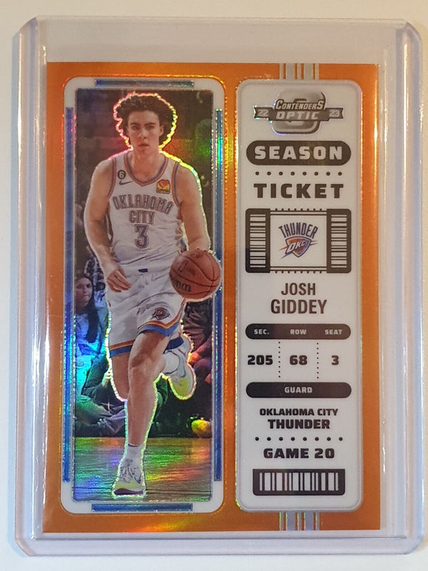 2022 Contenders Optic Josh Giddey #93 ORANGE Prizm /99 Season Ticket - Rare
