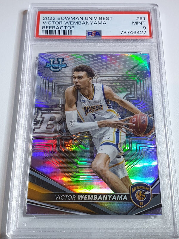 2023 Bowman University Victor Wembanyama Rookie #51 REFRACTOR RC - PSA 9