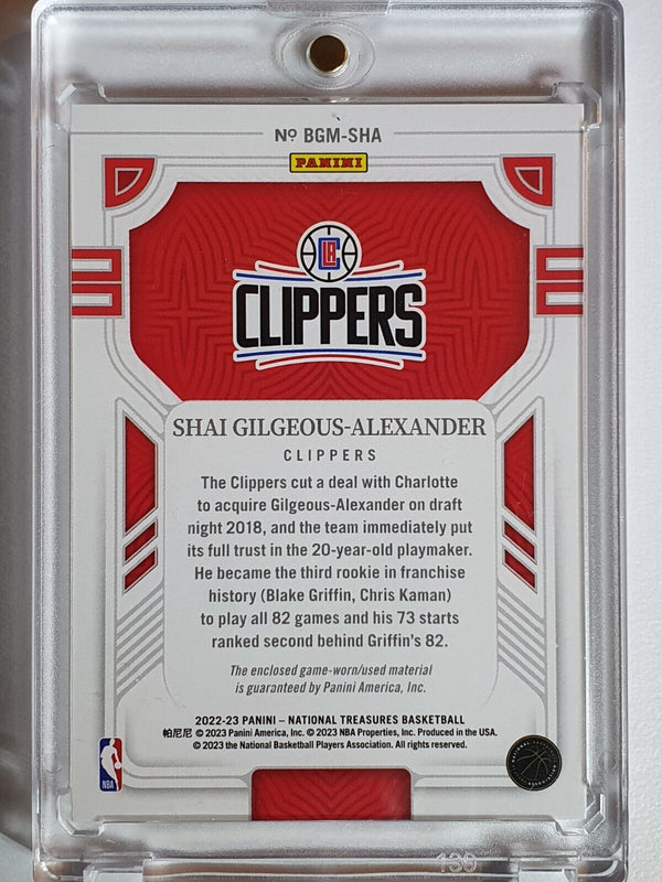 2022 National Treasures Shai Gilgeous-Alexander #PATCH /99 Game Worn Jersey