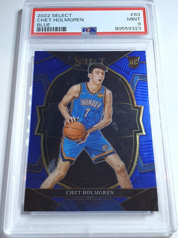 2022 Panini Select Chet Holmgren Rookie #83 BLUE Holo RC - PSA 9 (LOW POP)