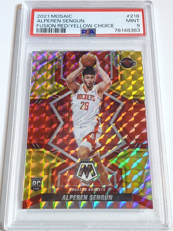 2021 Mosaic Alperen Sengun Rookie #218 FUSION /88 RED YELLOW CHOICE Holo - PSA 9